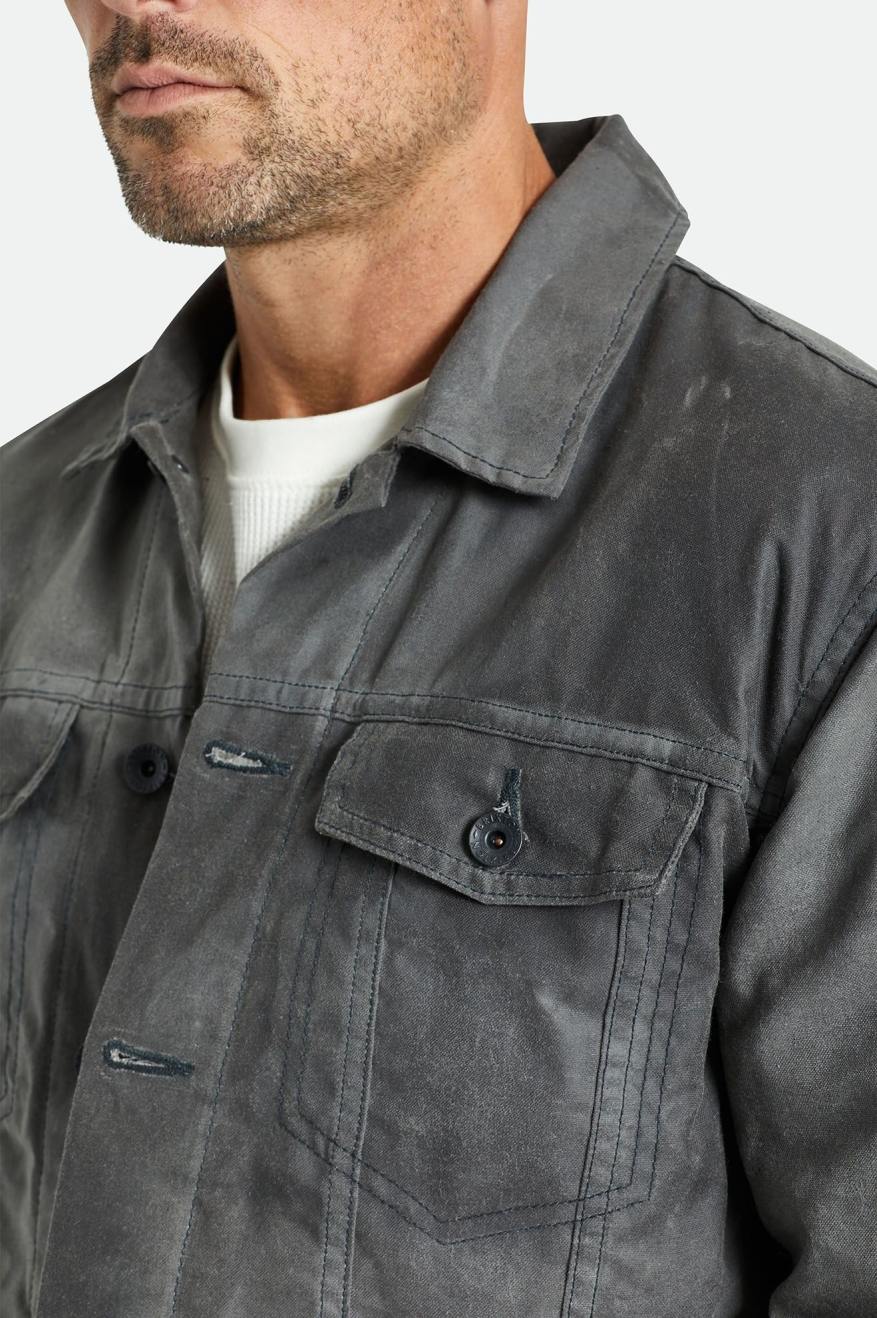 Men's Brixton Cable Reserve Waxed Canvas Trucker Jackets Grey | 6247CBOWX