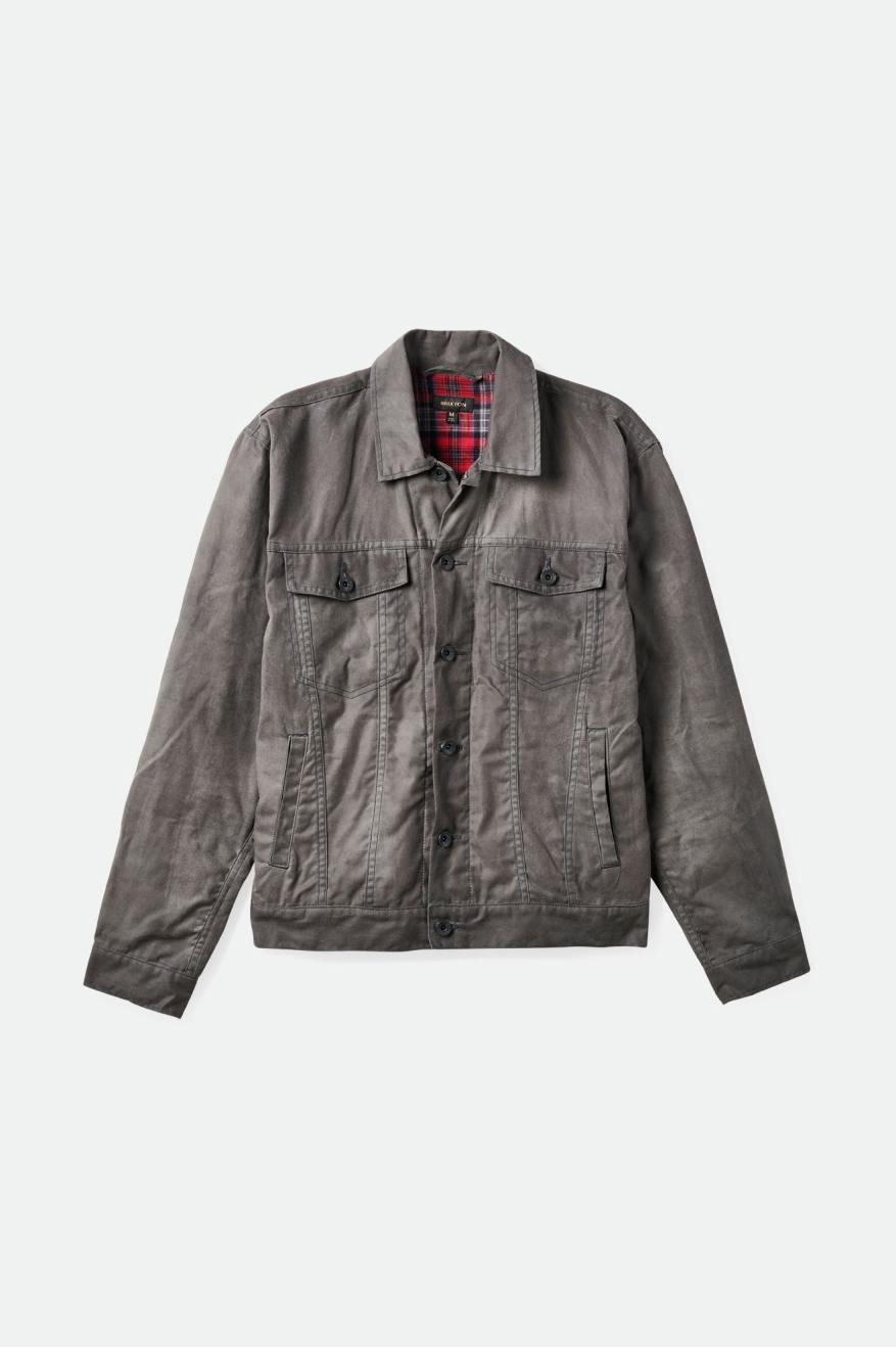 Men's Brixton Cable Reserve Waxed Canvas Trucker Jackets Grey | 6247CBOWX