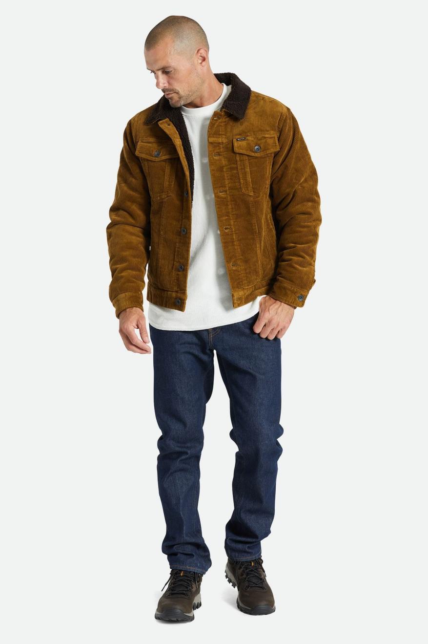 Men's Brixton Cable Sherpa Lined Trucker Jackets Brown | 0759RCIQT