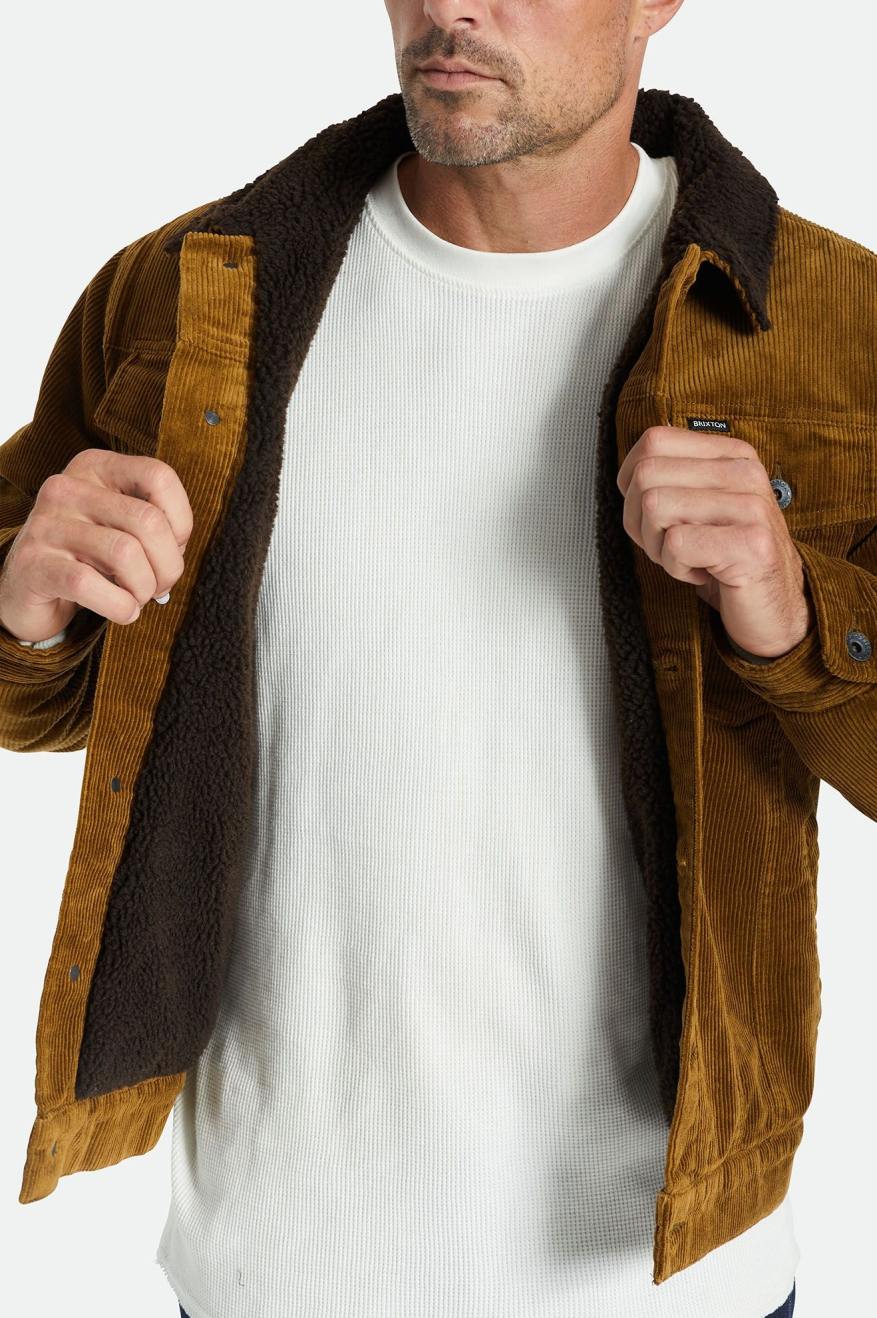 Men's Brixton Cable Sherpa Lined Trucker Jackets Brown | 0759RCIQT