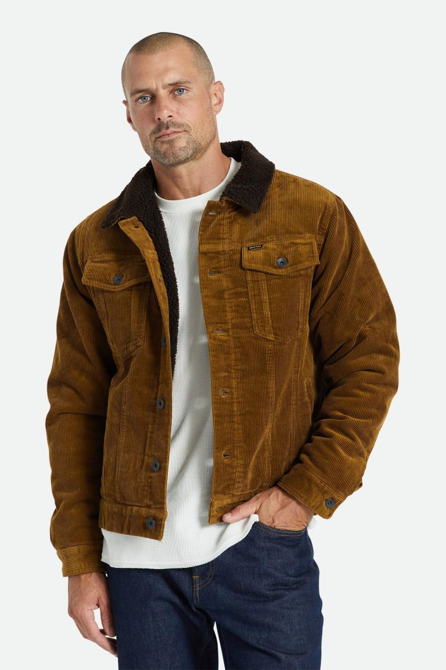 Men\'s Brixton Cable Sherpa Lined Trucker Jackets Brown | 0759RCIQT