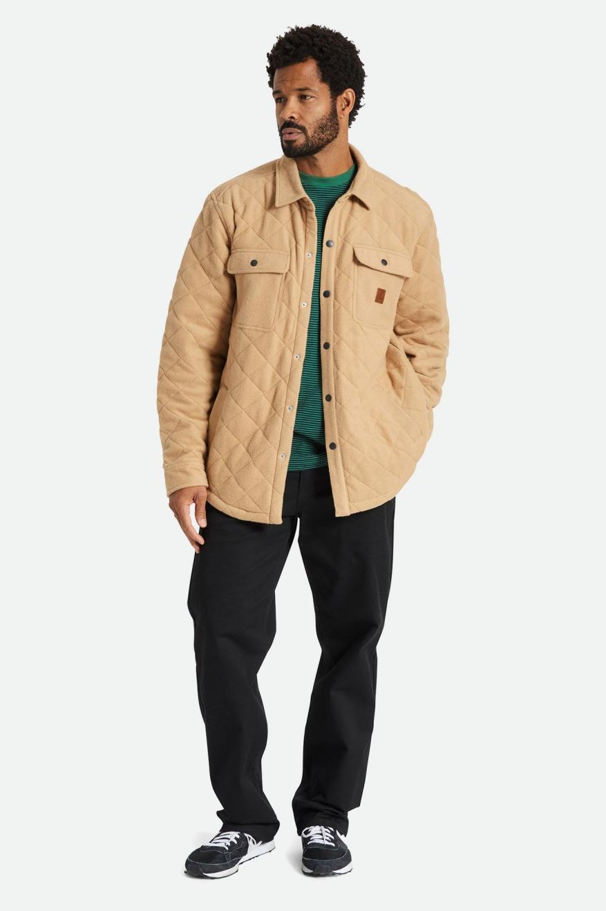 Men's Brixton Cass Quilted Fleece Jackets Beige | 3196HBYFU