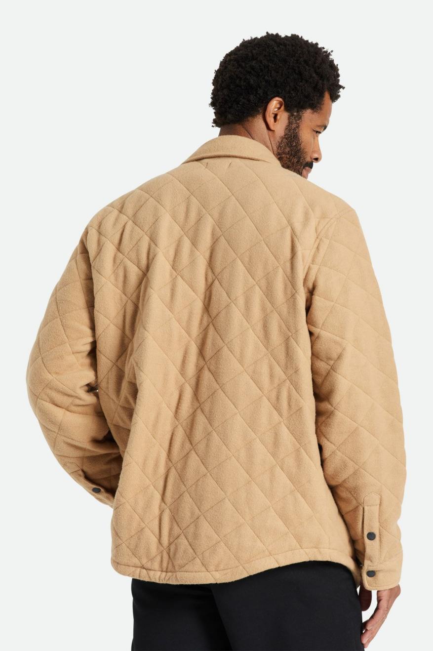 Men's Brixton Cass Quilted Fleece Jackets Beige | 3196HBYFU