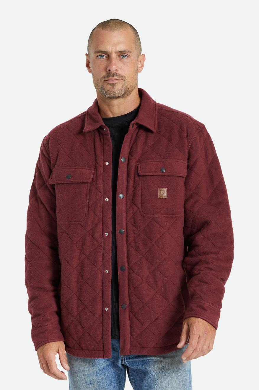 Men\'s Brixton Cass Quilted Fleece Jackets Red | 3964FMRYO