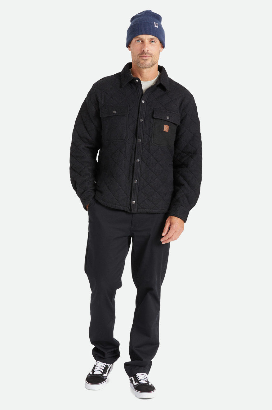 Men's Brixton Cass Quilted Fleece Jackets Black | 6215ONGLU