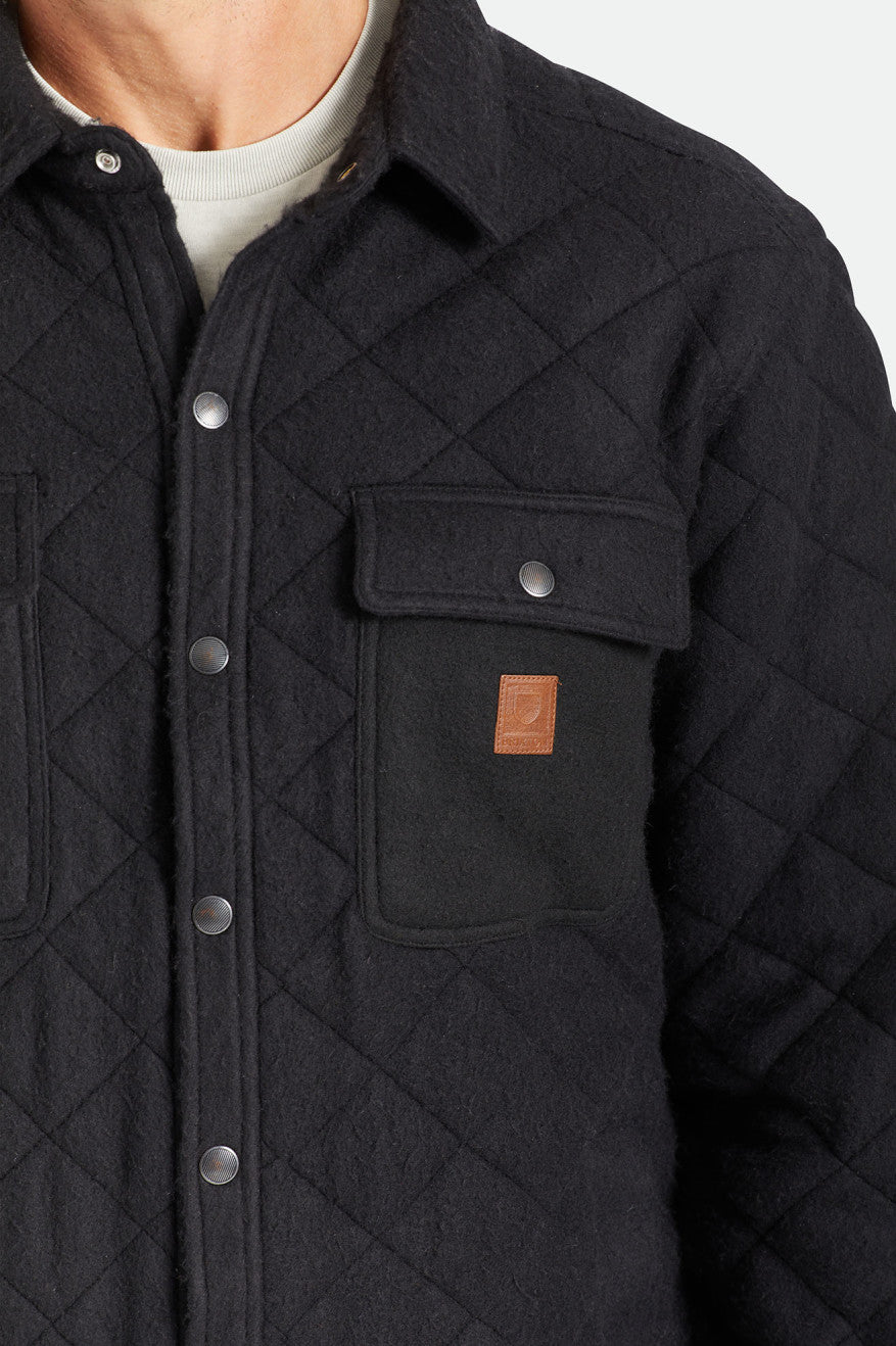 Men's Brixton Cass Quilted Fleece Jackets Black | 6215ONGLU