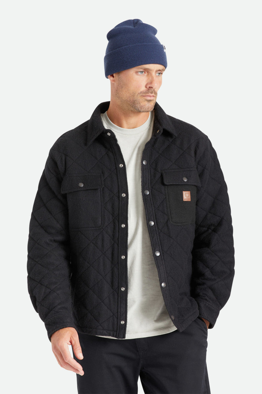 Men's Brixton Cass Quilted Fleece Jackets Black | 6215ONGLU