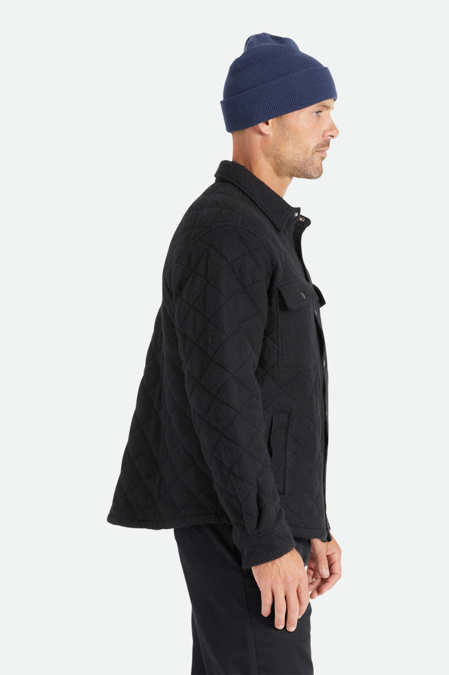 Men's Brixton Cass Quilted Fleece Jackets Black | 6215ONGLU