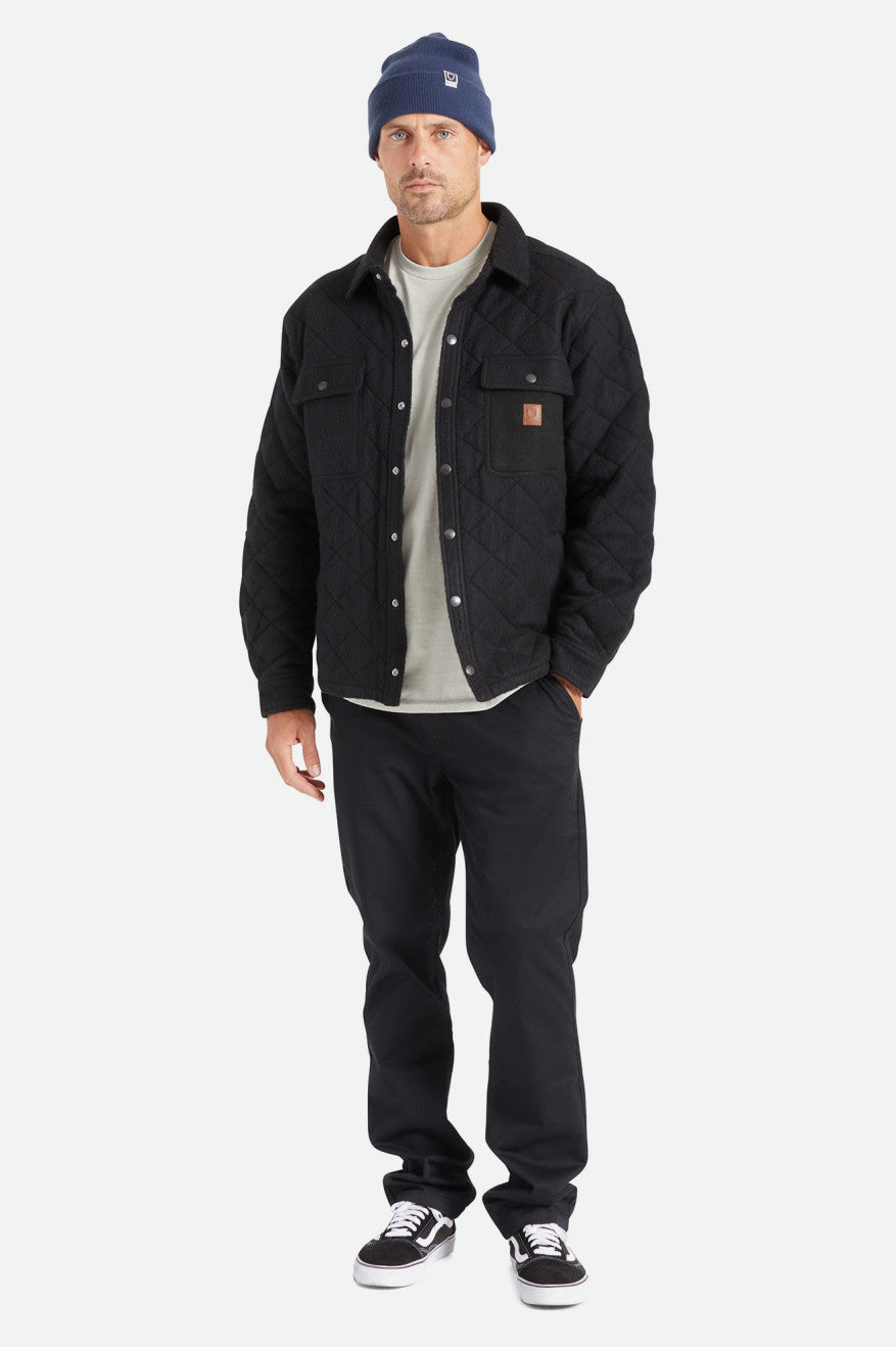 Men's Brixton Cass Quilted Fleece Jackets Black | 6215ONGLU