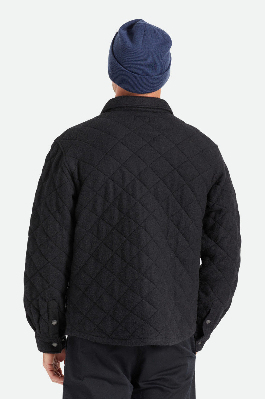 Men's Brixton Cass Quilted Fleece Jackets Black | 6215ONGLU