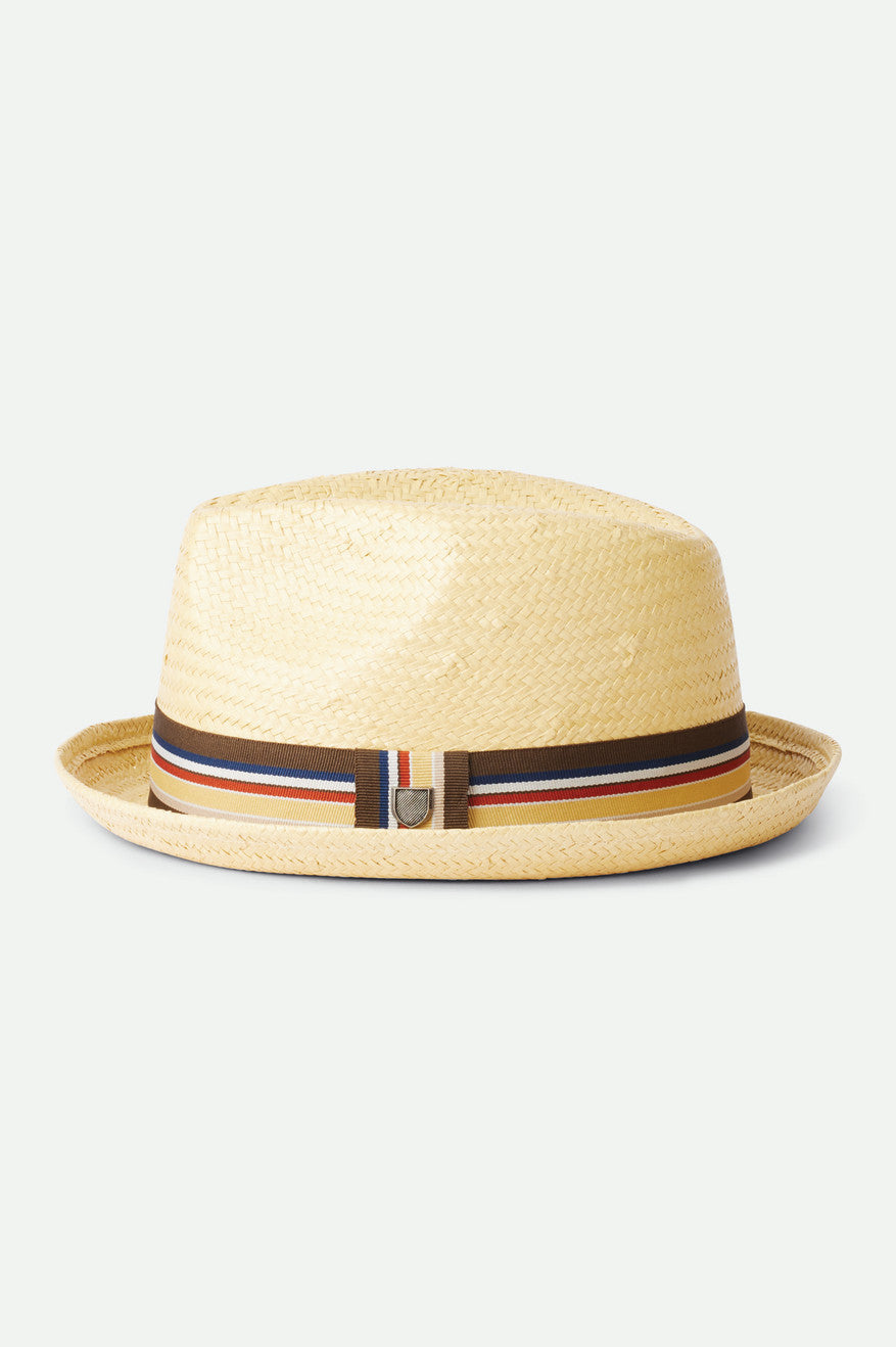 Men's Brixton Castor Straw Fedoras Brown | 8153ITSEO