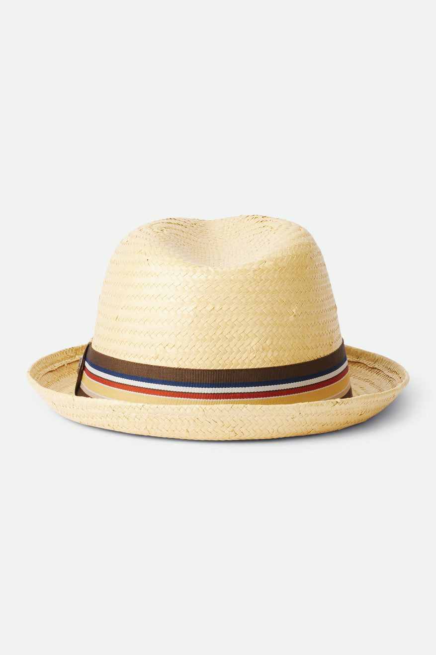 Men's Brixton Castor Straw Fedoras Brown | 8153ITSEO