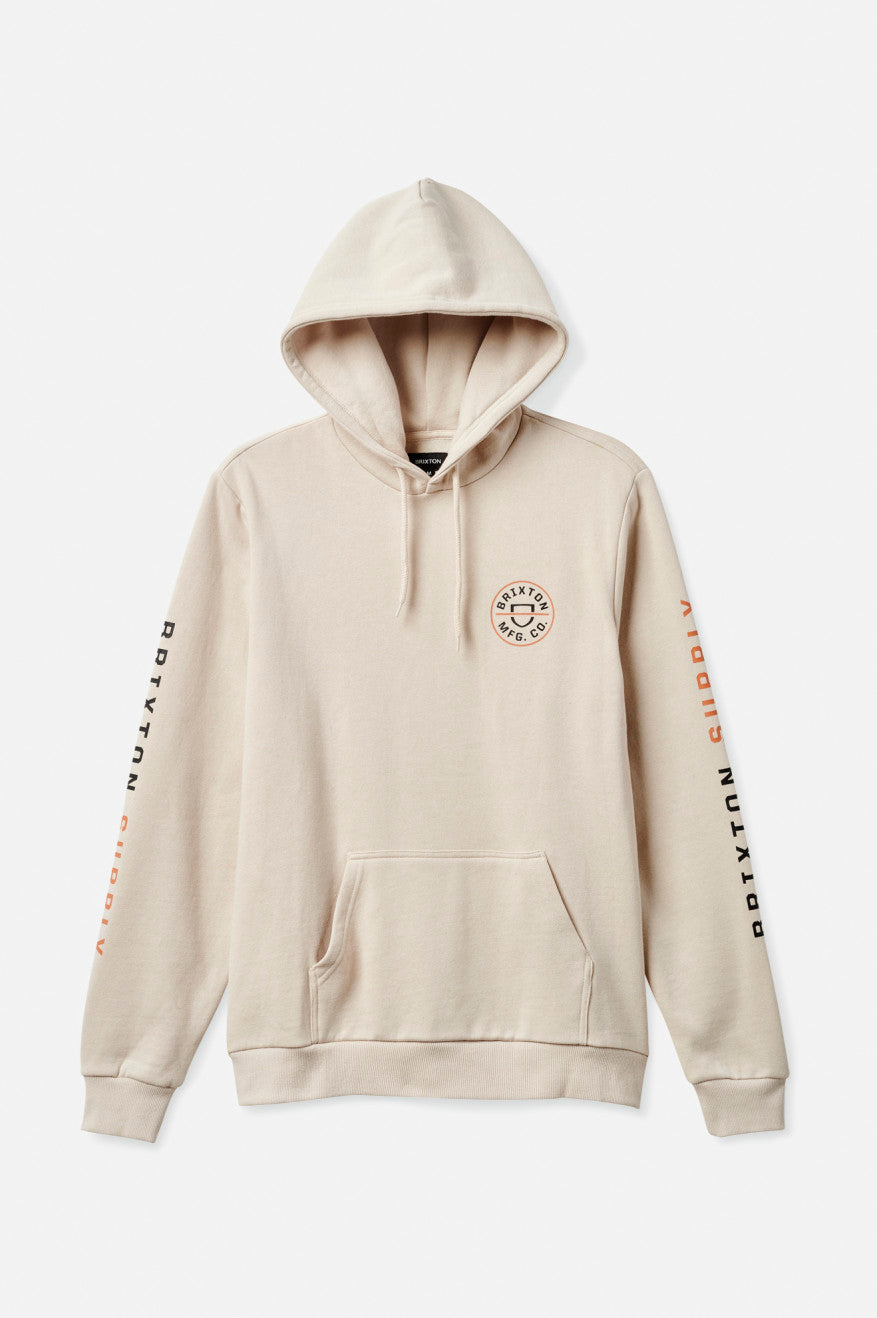 Men's Brixton Crest Hoodie Beige / Orange / Black | 5264MVXDA