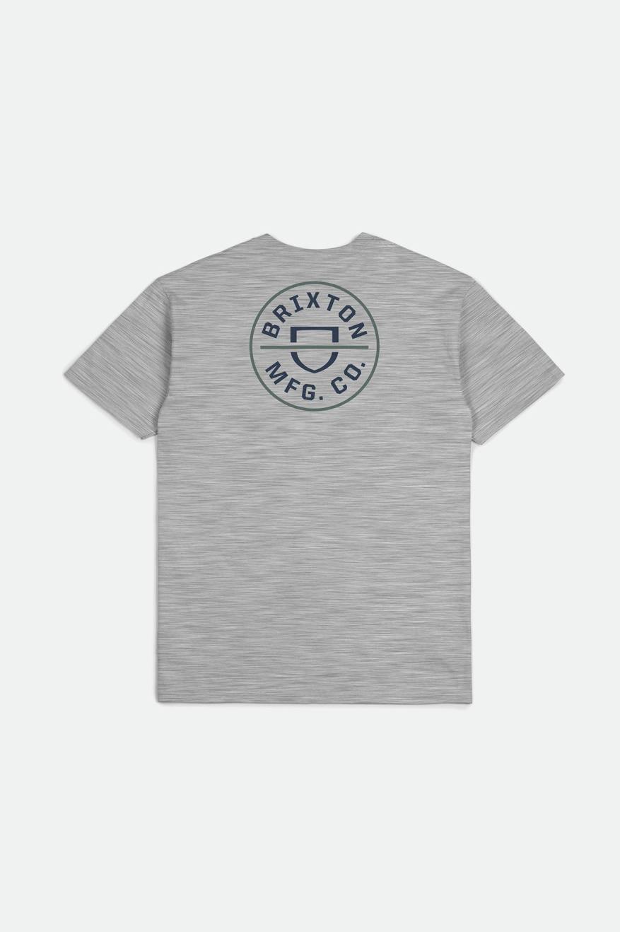 Men's Brixton Crest II S/S Standard Tops Grey / Dark | 2863NRYAW