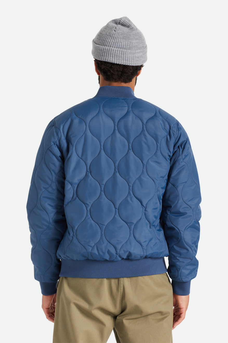 Men's Brixton Dillinger Quilted Bomber Jackets Blue | 4217IJSYO