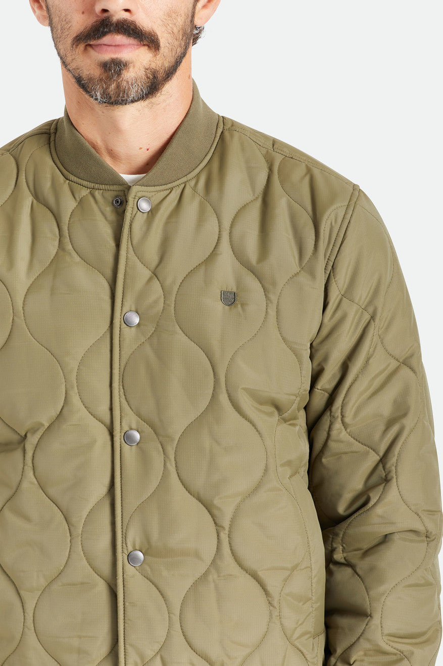 Men's Brixton Dillinger Quilted Bomber Jackets Olive | 4915THKEN