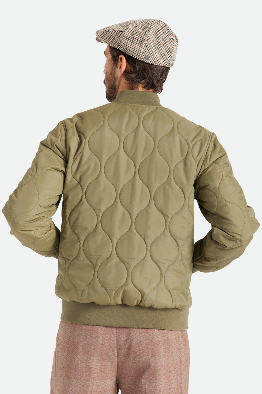 Men's Brixton Dillinger Quilted Bomber Jackets Olive | 4915THKEN