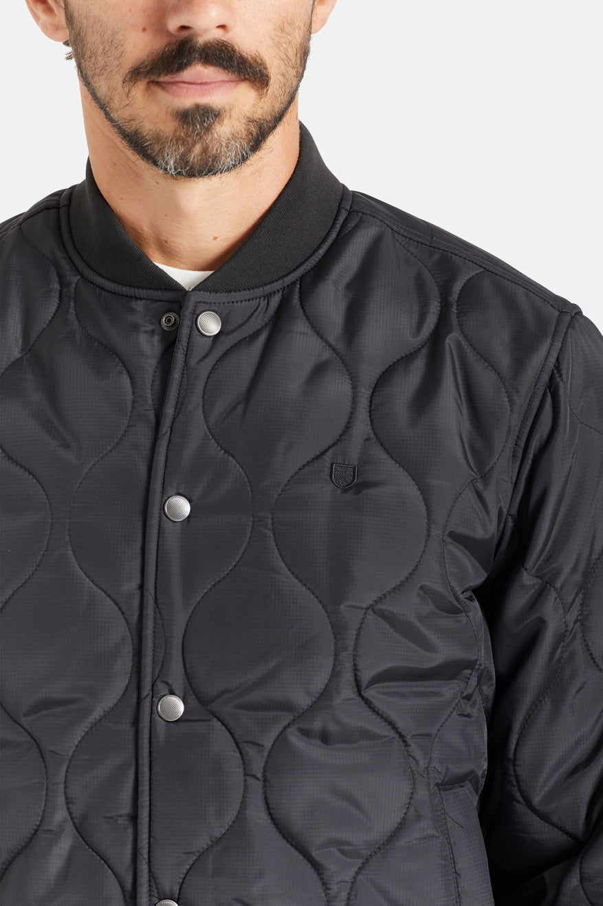 Men's Brixton Dillinger Quilted Bomber Jackets Black | 7816UYVQG