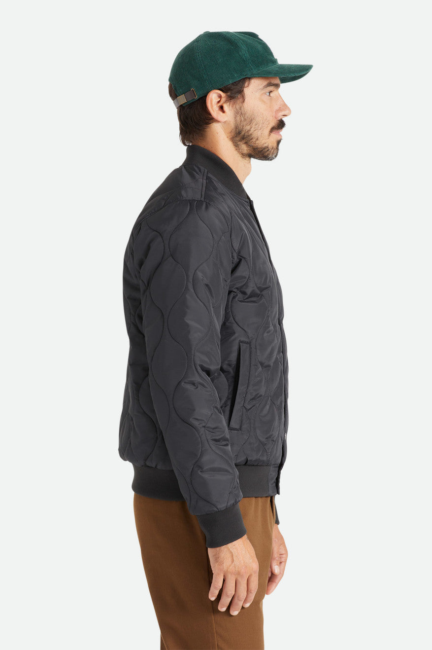 Men's Brixton Dillinger Quilted Bomber Jackets Black | 7816UYVQG