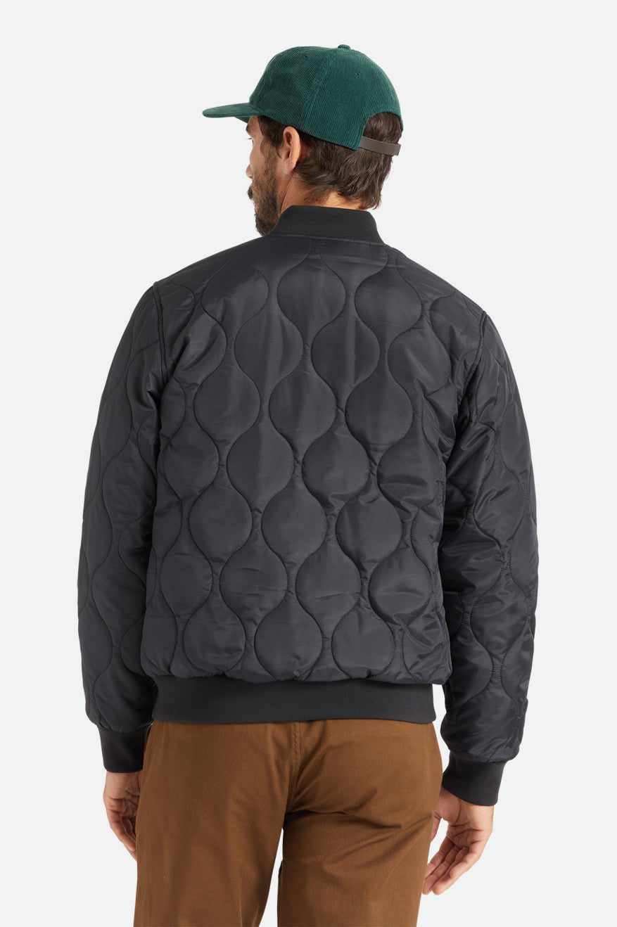 Men's Brixton Dillinger Quilted Bomber Jackets Black | 7816UYVQG