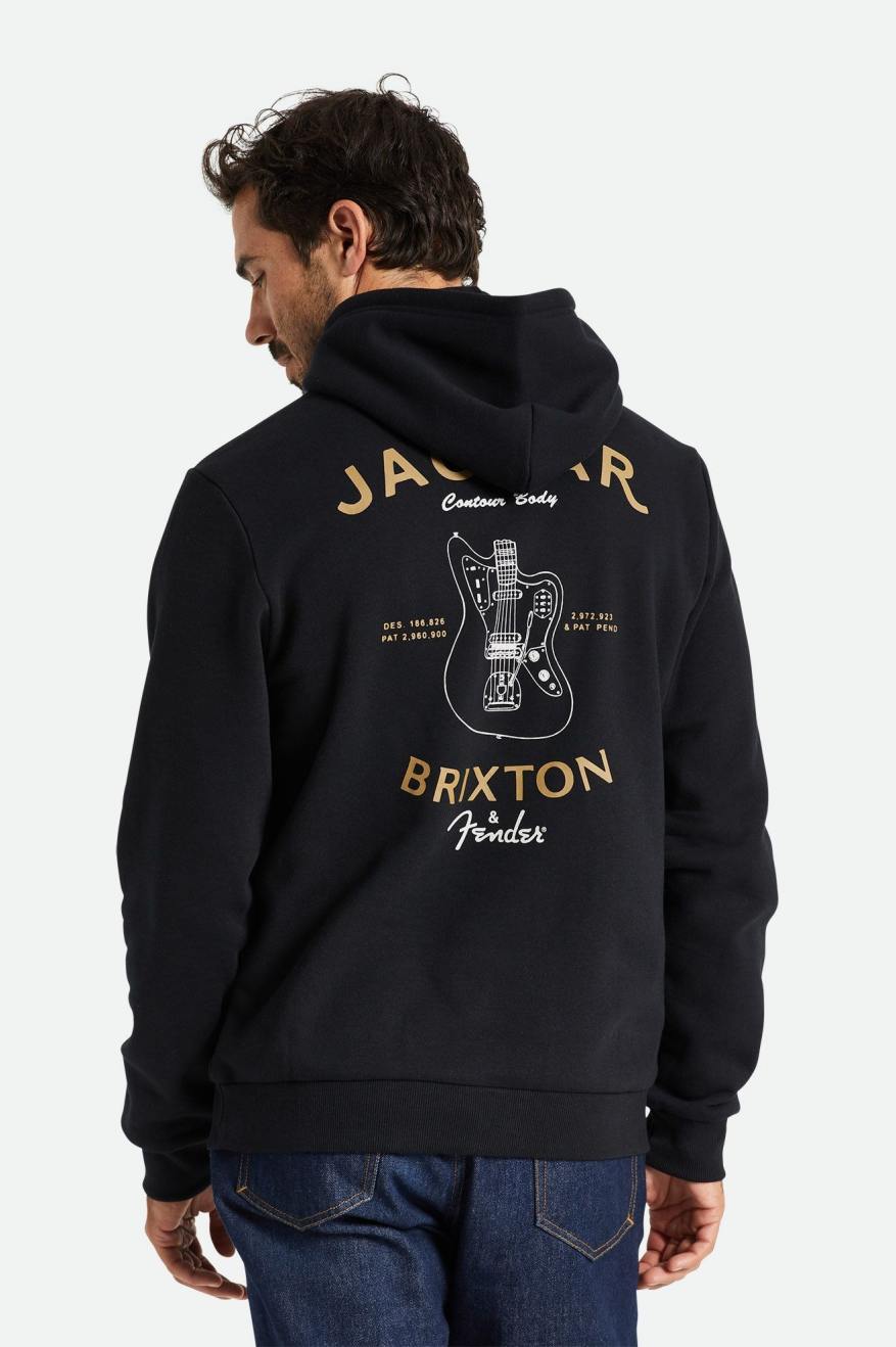 Men's Brixton Fender Jaguar Claws Hoodie Black | 5461DXHBM