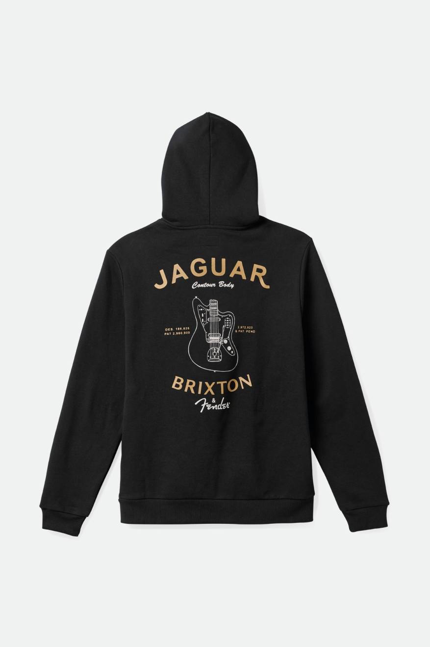 Men's Brixton Fender Jaguar Claws Hoodie Black | 5461DXHBM