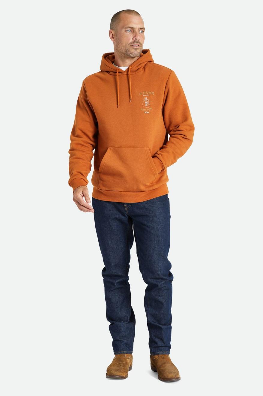 Men's Brixton Fender Jaguar Claws Hoodie Orange | 6729EAPYJ