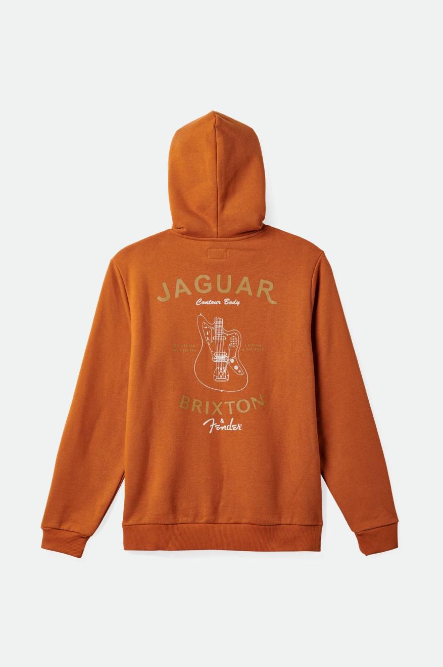 Men's Brixton Fender Jaguar Claws Hoodie Orange | 6729EAPYJ