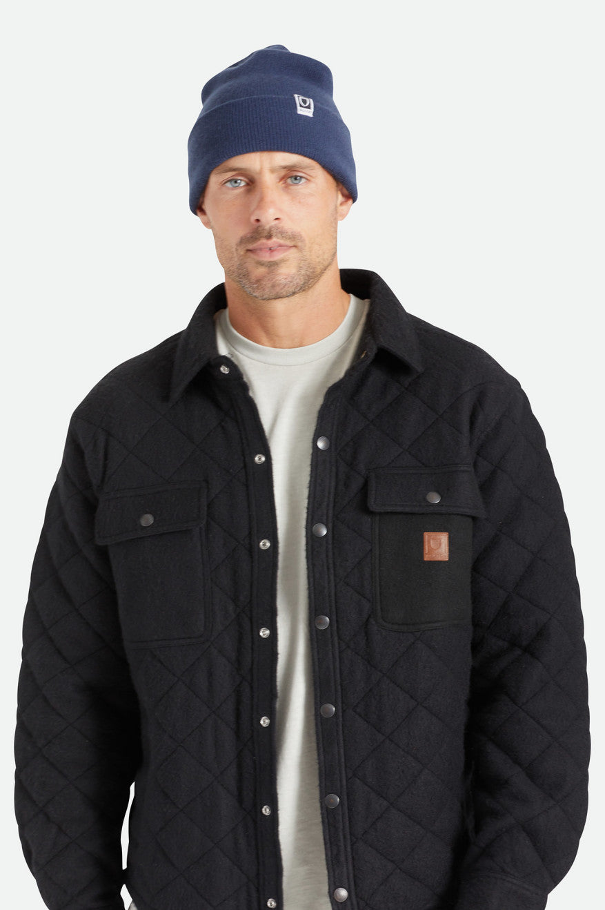 Men's Brixton Harbor Beta Watch Cap Beanie Navy | 4652QVZDN