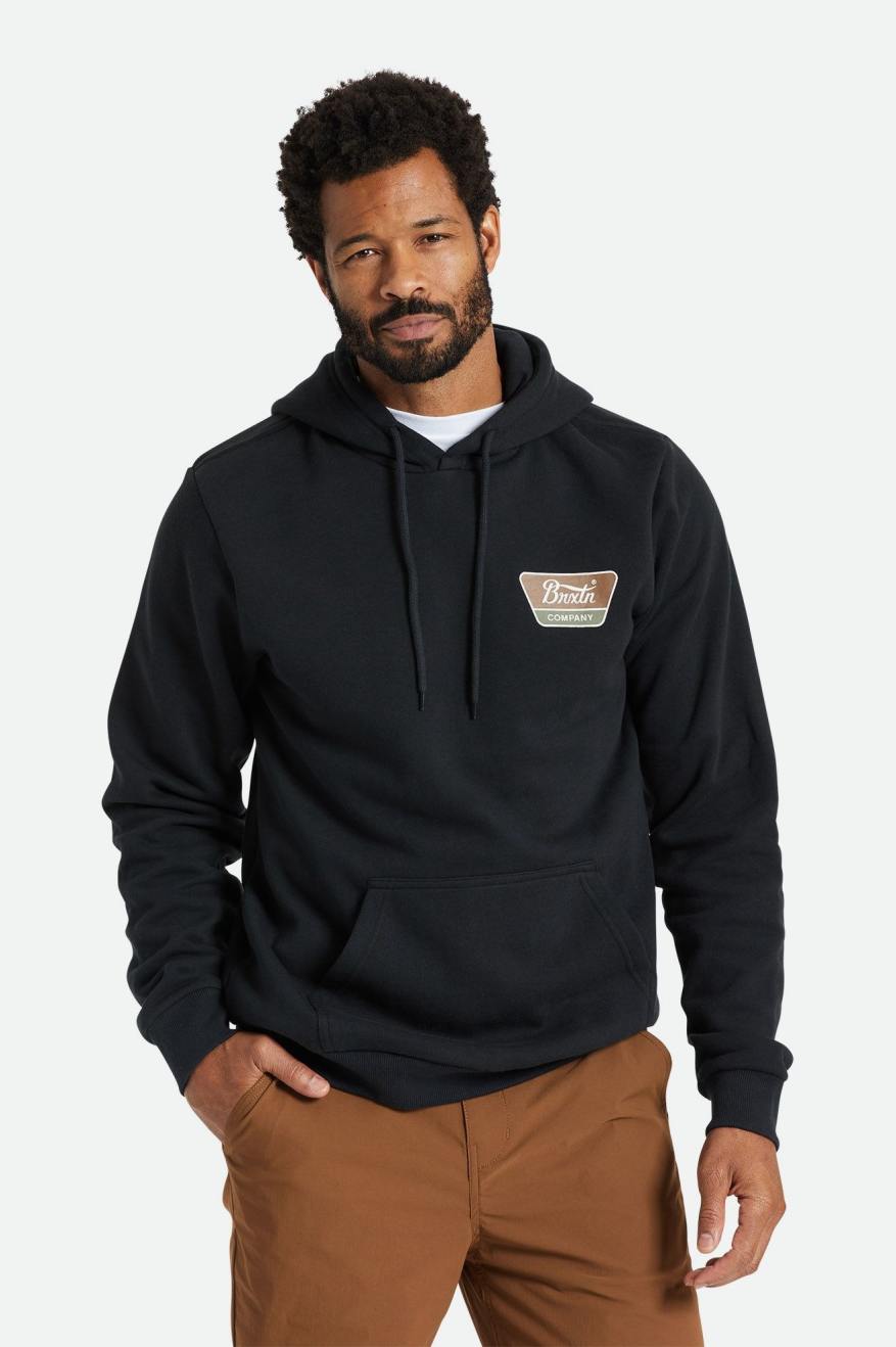 Men\'s Brixton Linwood Hoodie Black | 2940HTIFJ