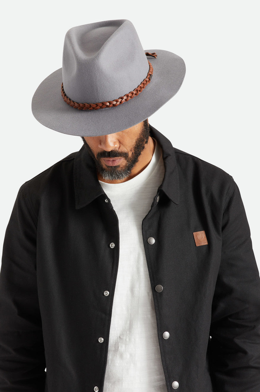 Men's Brixton Messer Western Fedoras Grey | 2186GSQLT