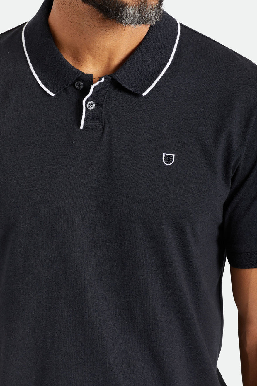 Men's Brixton Proper S/S Polo Knitwear Black | 0483OWYDC