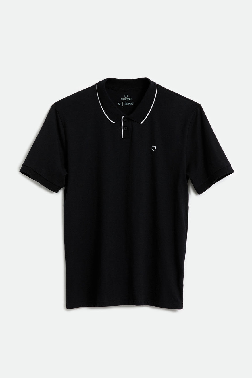 Men's Brixton Proper S/S Polo Knitwear Black / White | 7281BWFHL