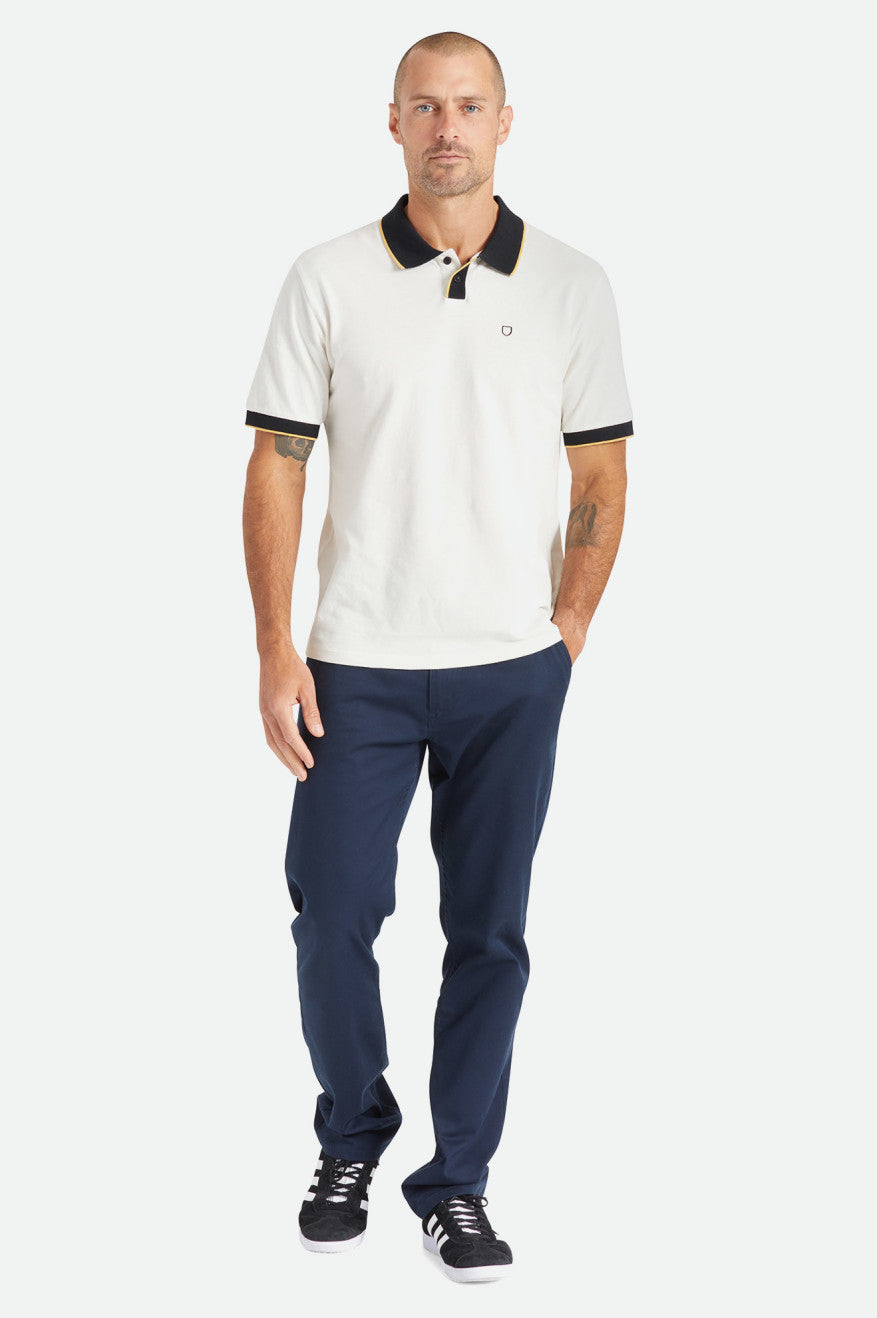 Men's Brixton Proper S/S Polo Knitwear White / Black | 6930OPLAZ