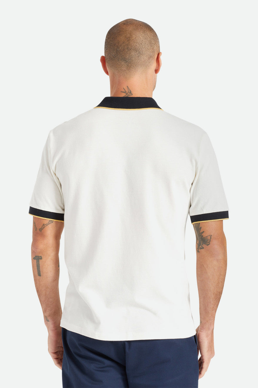 Men's Brixton Proper S/S Polo Knitwear White / Black | 6930OPLAZ