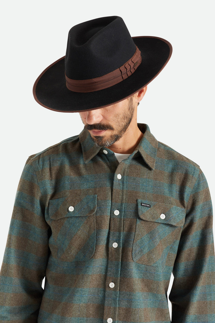 Men's Brixton Reno Fedoras Black / Brown | 6817BDOPU