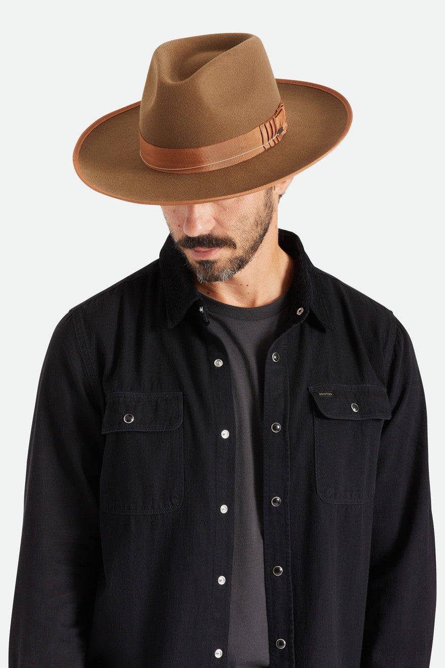 Men's Brixton Reno Fedoras Coffee | 5619RSFNM