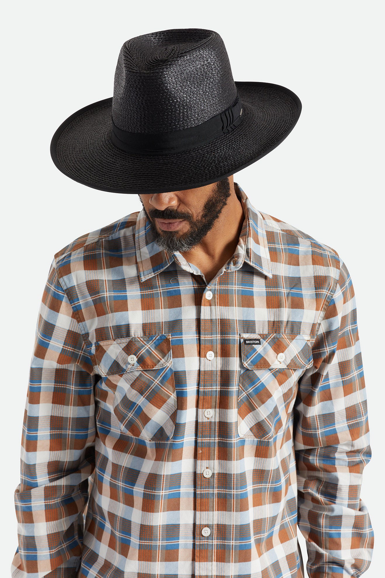 Men's Brixton Reno Straw Hats Black | 6921RVUGI