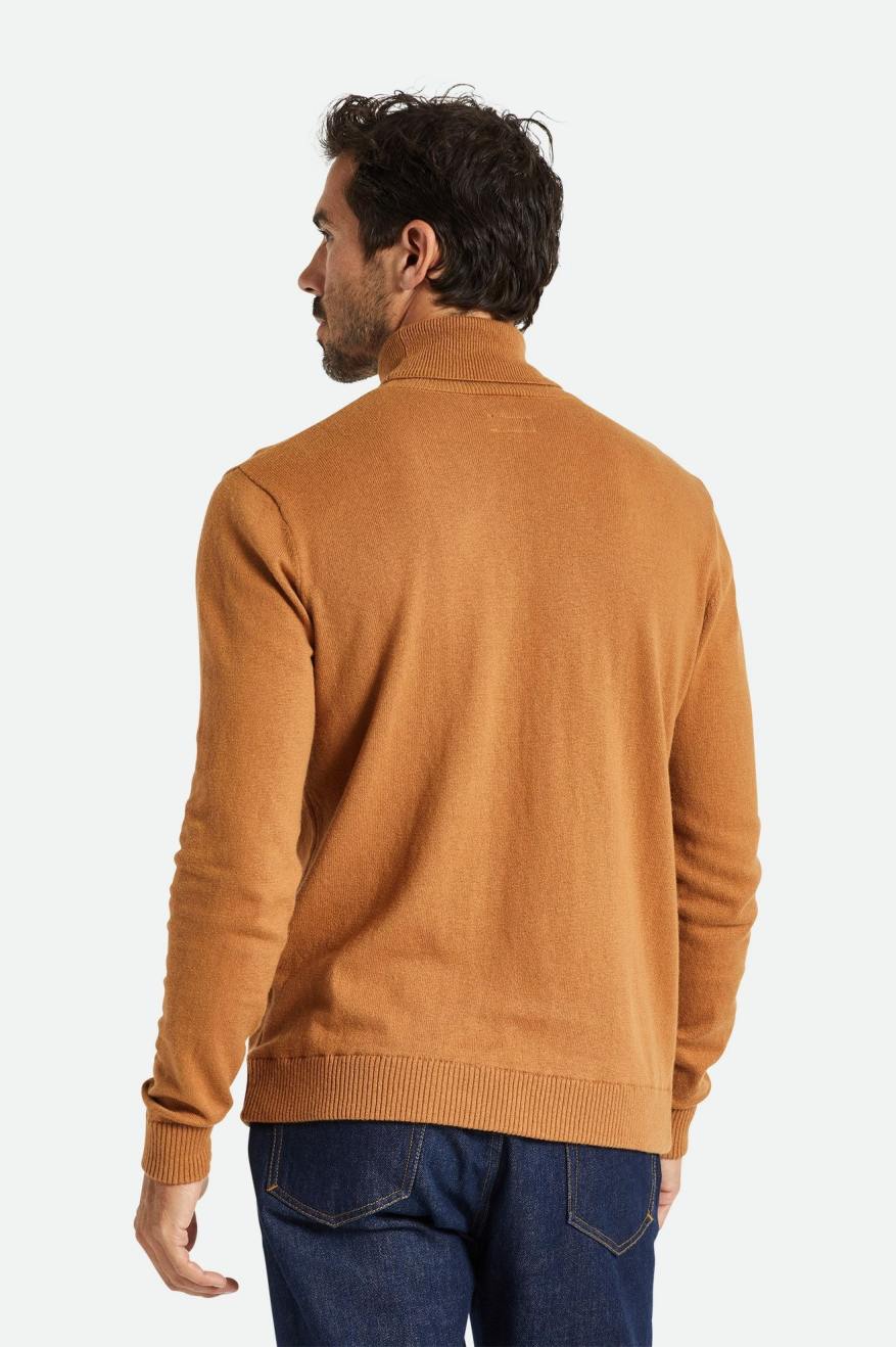 Men's Brixton Reserve Cashmere L/S Turtleneck Knitwear Brown | 1954HANTC