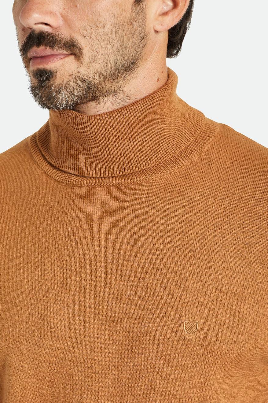 Men's Brixton Reserve Cashmere L/S Turtleneck Knitwear Brown | 1954HANTC