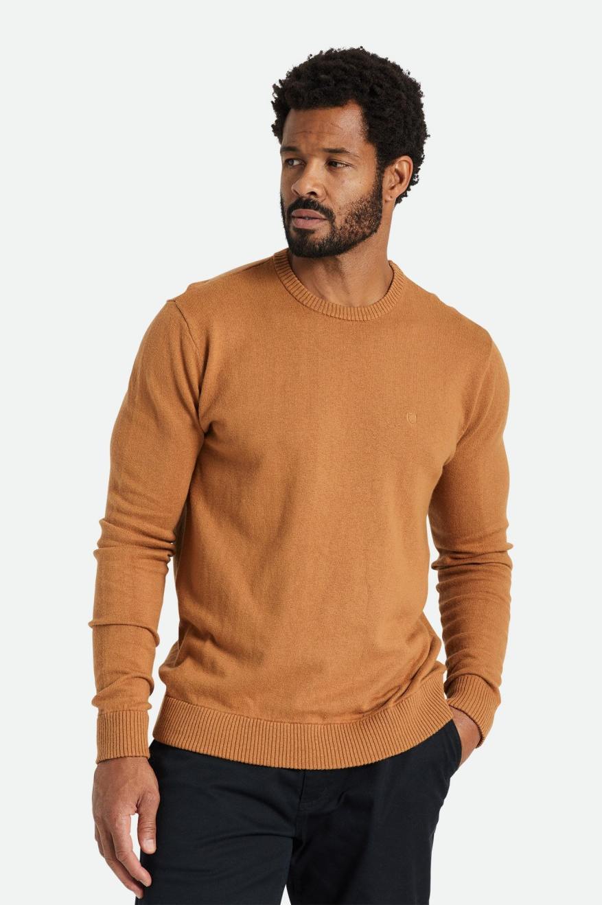 Men\'s Brixton Reserve Cashmere Sweater Knitwear Brown | 0318NPGQY