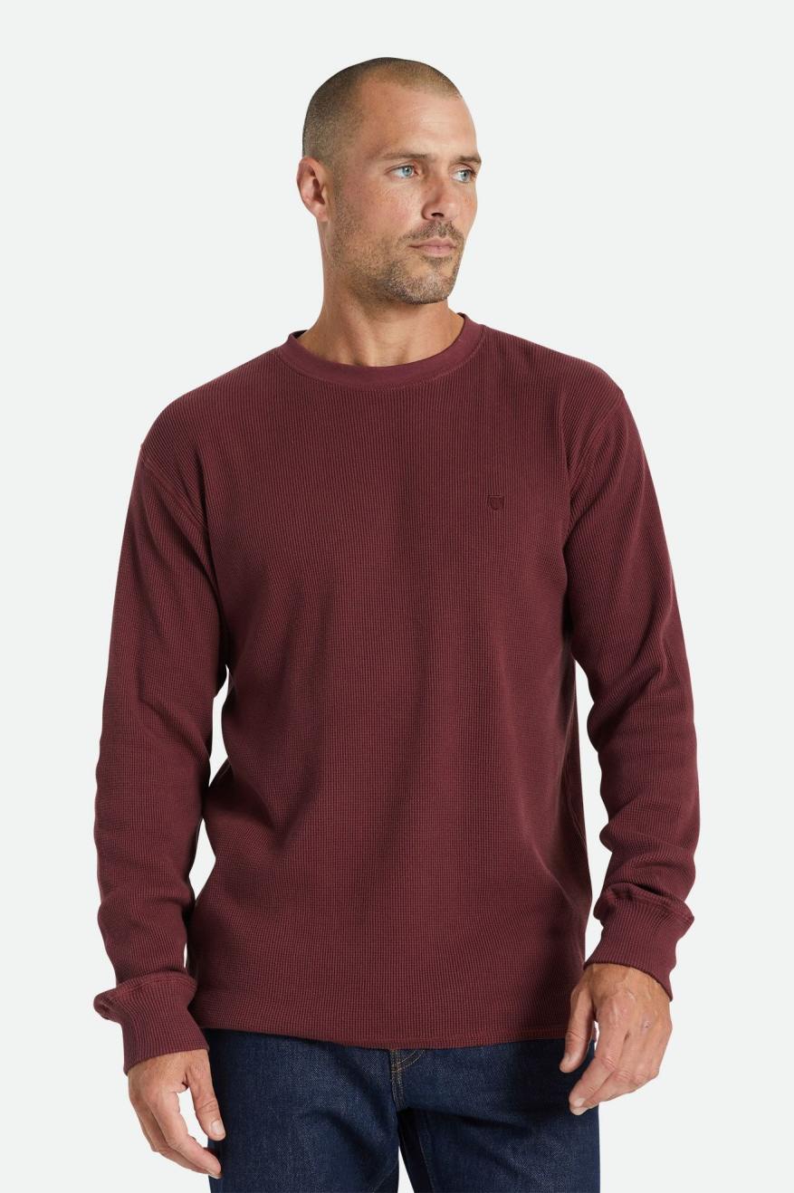 Men\'s Brixton Reserve Thermal L/S Knitwear Red | 0697GRLEQ