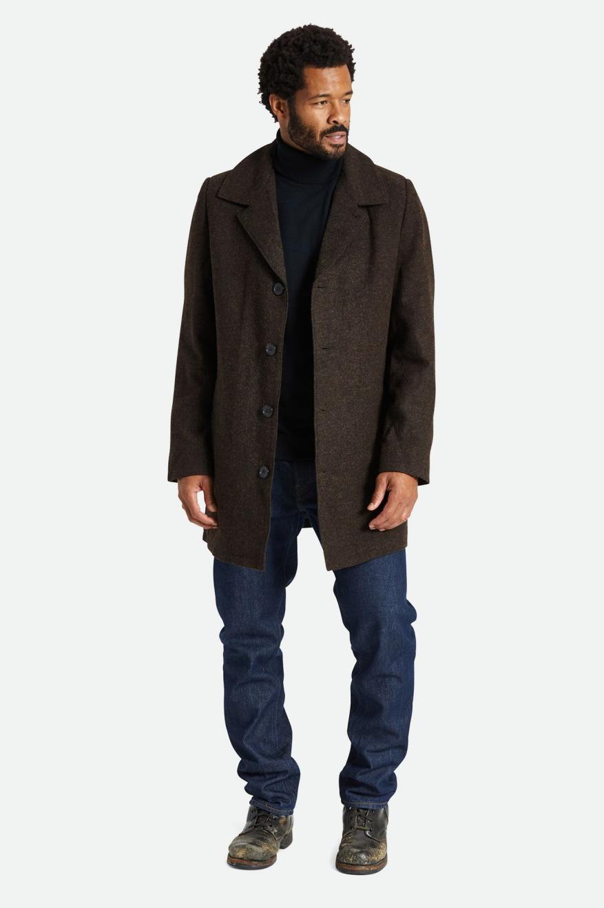 Men's Brixton Union Trench Jackets Drak Brown | 4357ROUPB