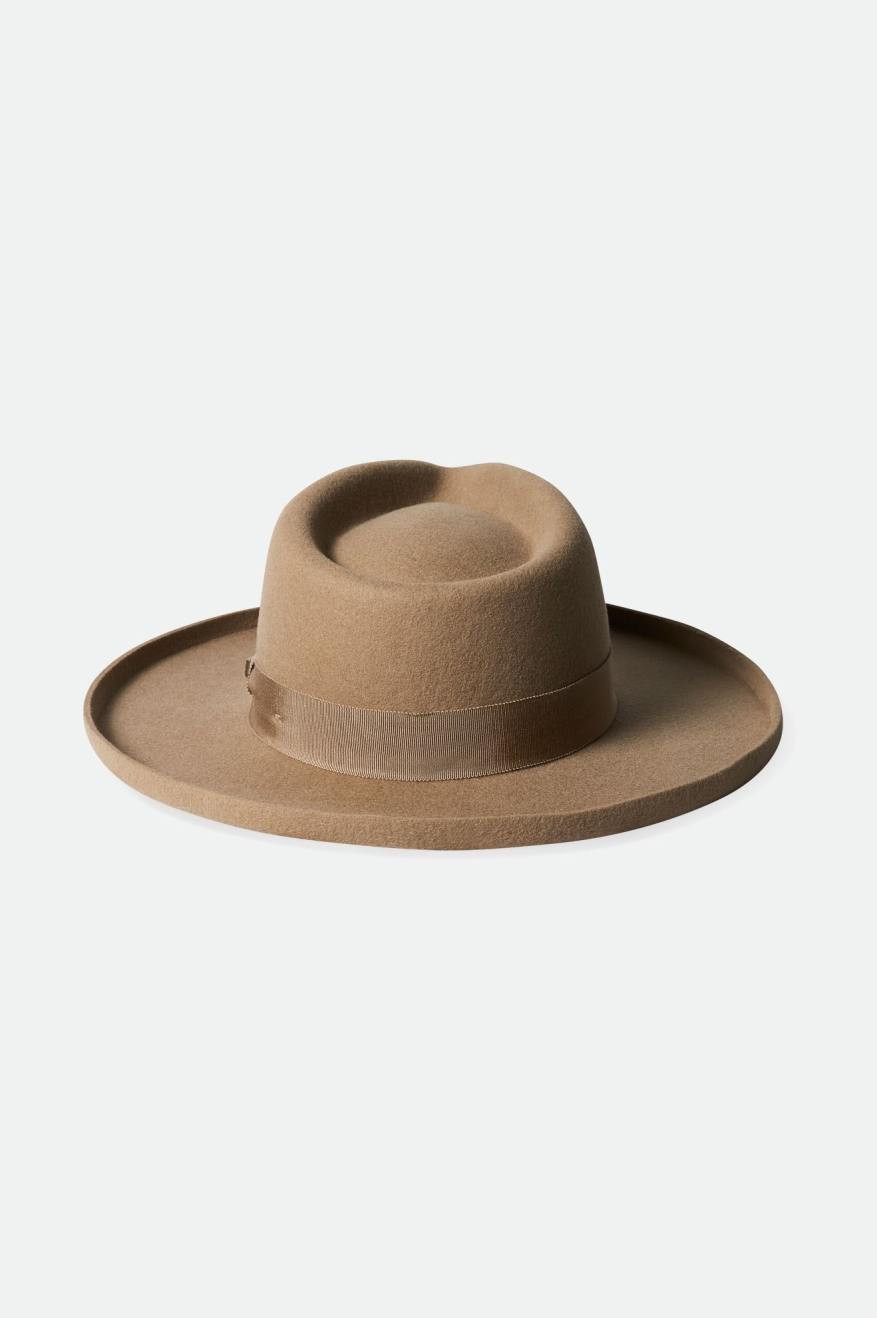 Men's Brixton Victoria Felt Fedoras Brown | 4209USFPV