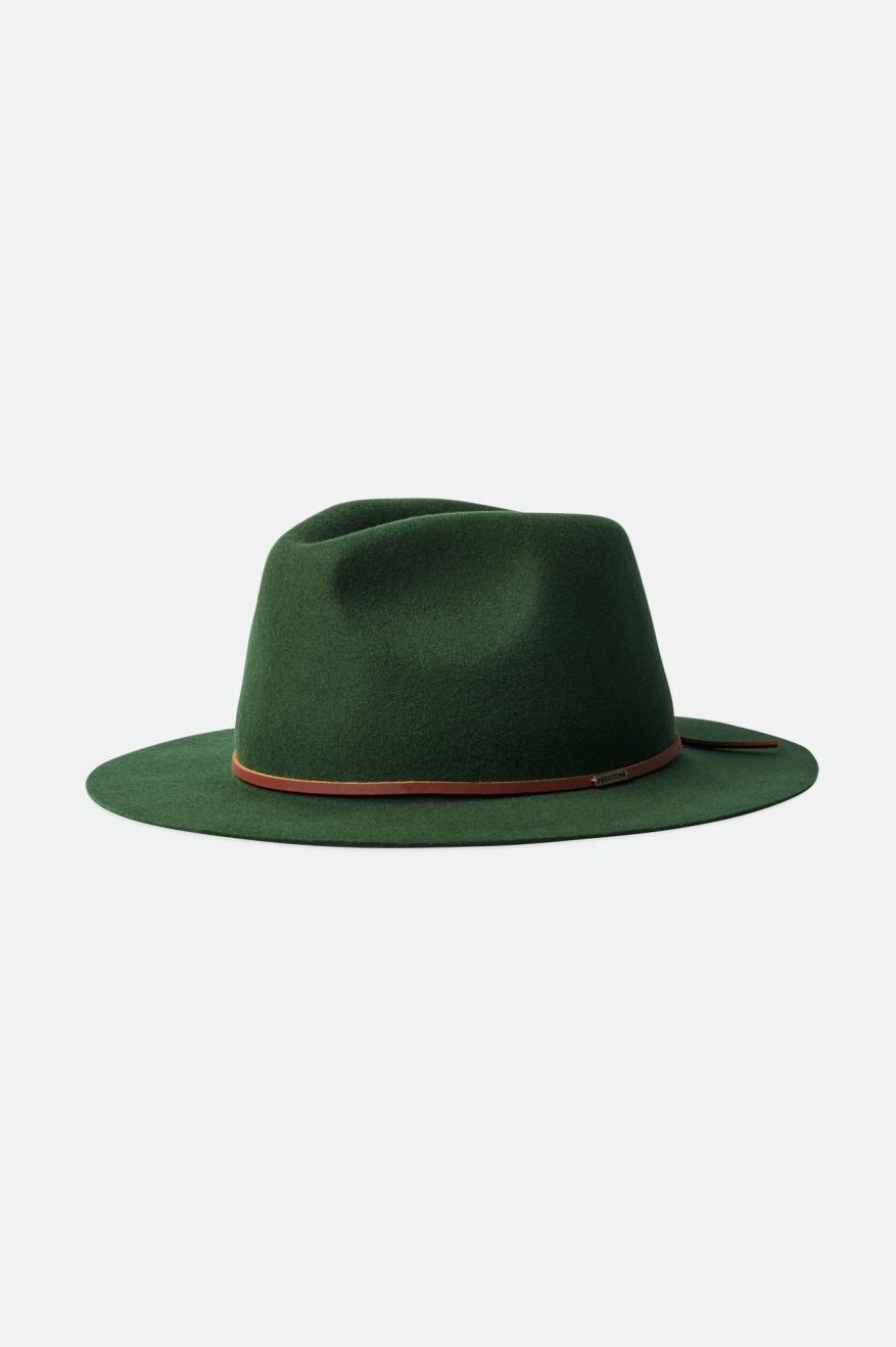 Men\'s Brixton Wesley Packable Fedoras Green | 7603YIPBO