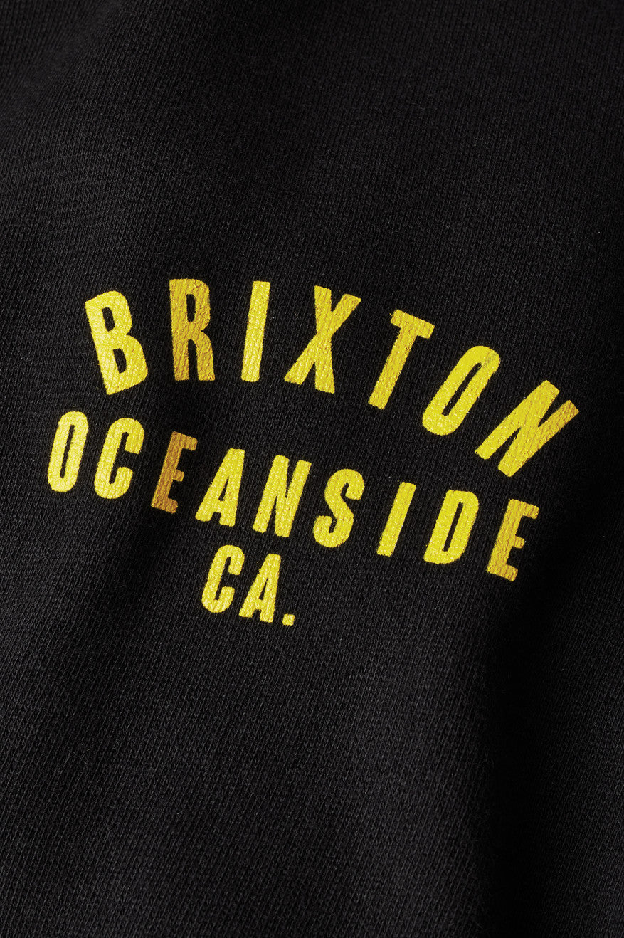 Men's Brixton Woodburn Oceanside Fleece Hoodie Black / Gold | 8302ZHOVW