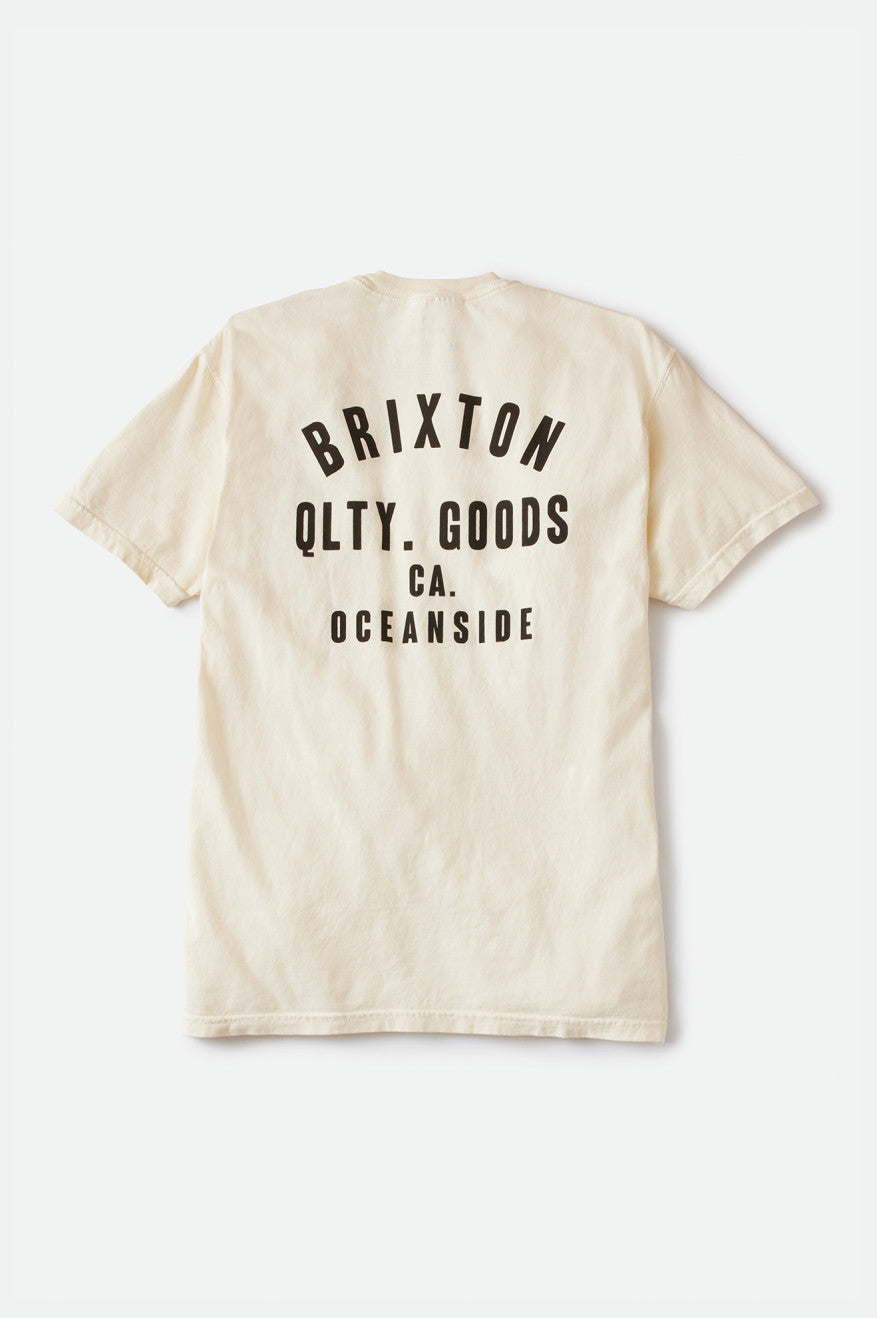 Men's Brixton Woodburn Oceanside S/S Standard Tops Cream / Black | 4178RIBJM