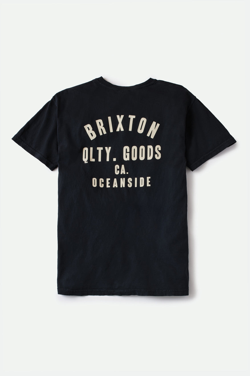 Men's Brixton Woodburn Oceanside S/S Standard Tops Black / White | 4503YLNHK