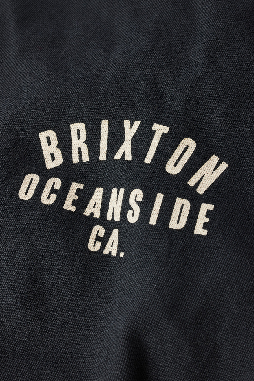 Men's Brixton Woodburn Oceanside S/S Standard Tops Black / White | 4503YLNHK