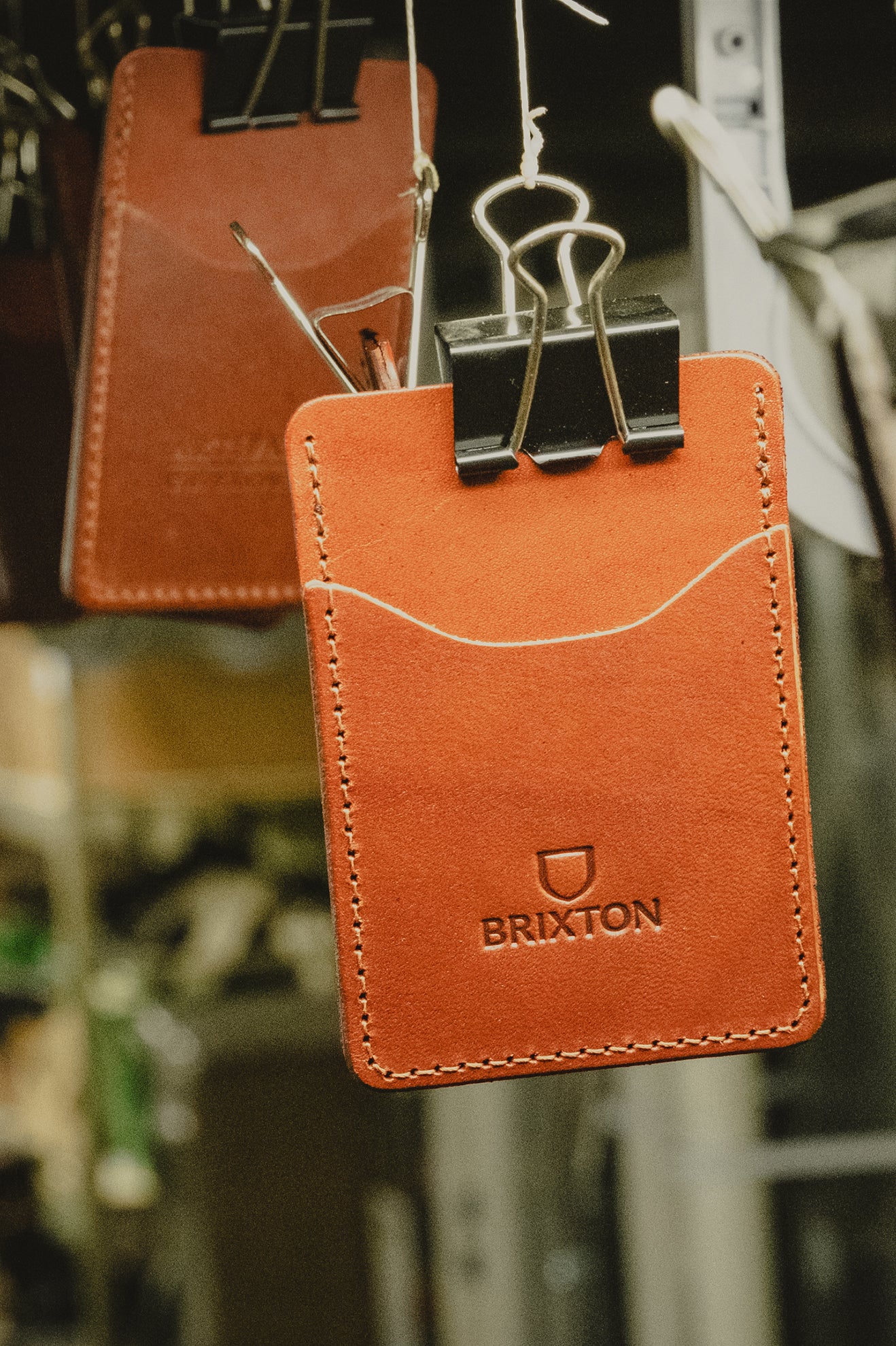 Unisex Brixton Artifact Leather Card Holder Wallet Accessories Brown | 4035UZNSH